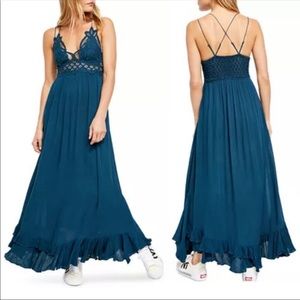 free people adella maxi turquoise dress in size M